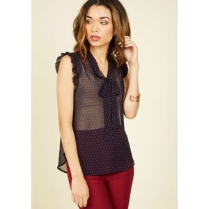 ModCloth Piece of Layer Cake Neck Tie Blouse